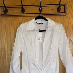 Zara Shoulder pad bodysuit sz medium